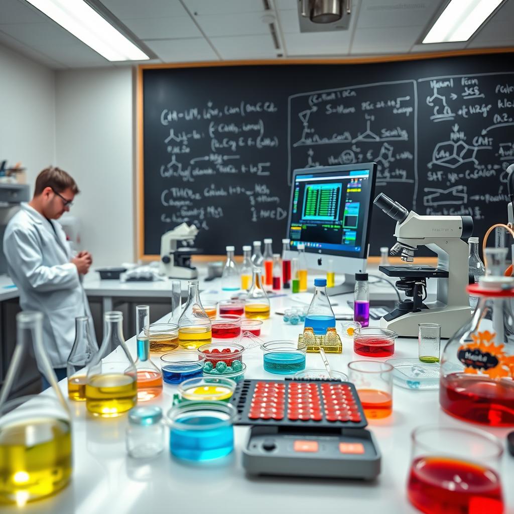 A detailed laboratory setting showcasing advanced scientific equipment