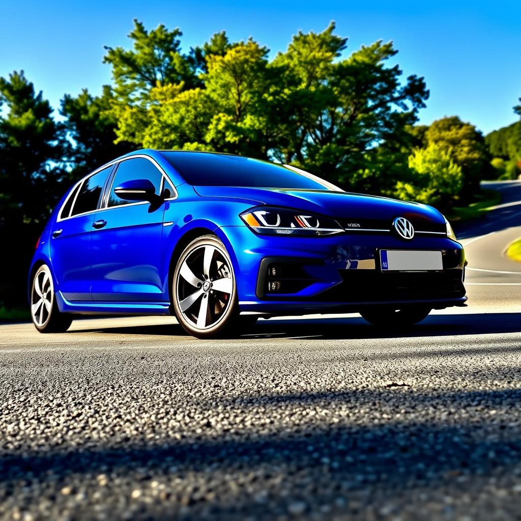 A sleek Volkswagen Golf 6 parked on a scenic road, showcasing its stylish design and modern features