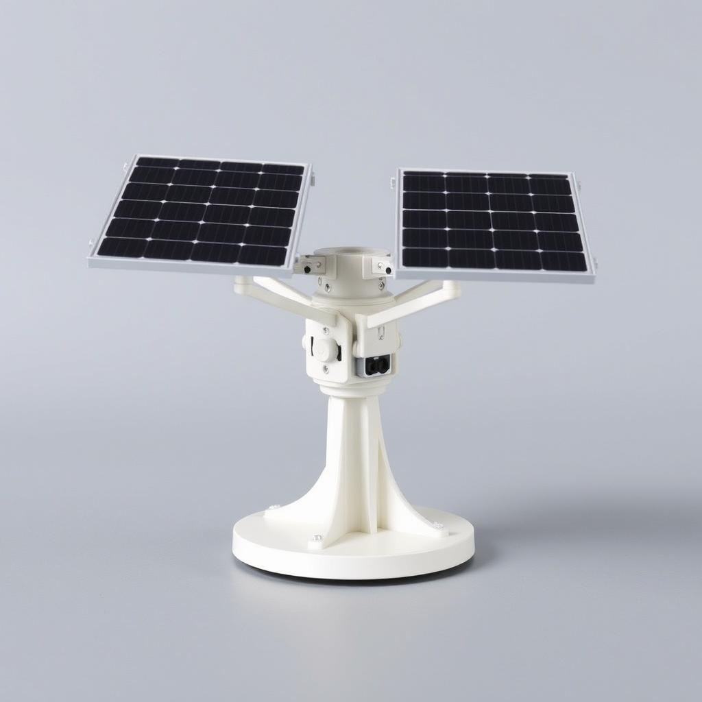 A 20 cm scale model of a single-axis solar tracker, showcasing a sleek and modern design equipped with solar panels