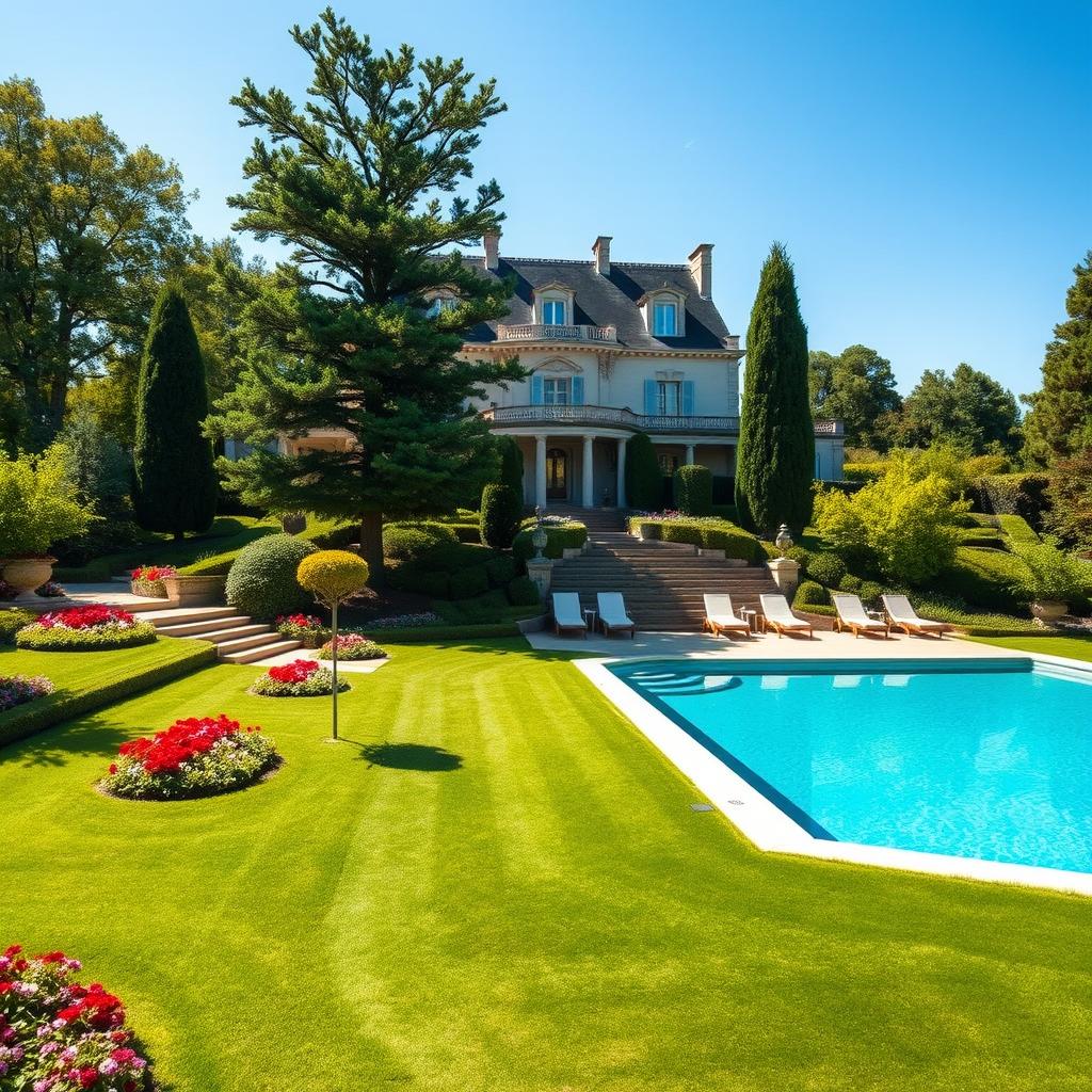 A stunning luxury mansion situated in the picturesque countryside of France
