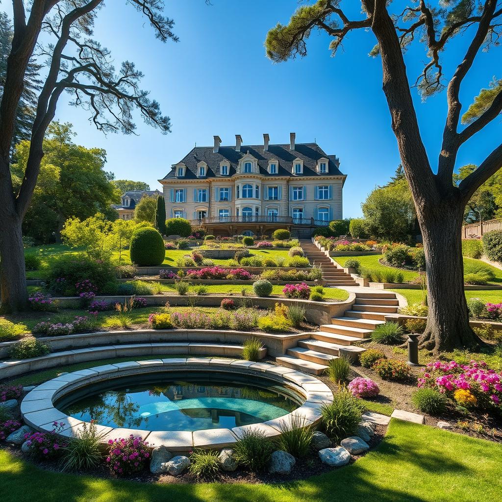 A magnificent luxury mansion nestled in the idyllic countryside of France