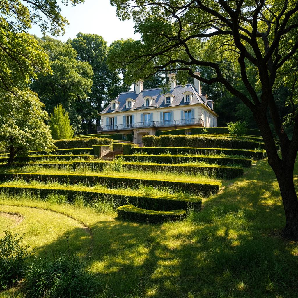 A magnificent luxury house situated in the idyllic French countryside, showcasing stunning architecture that commands attention