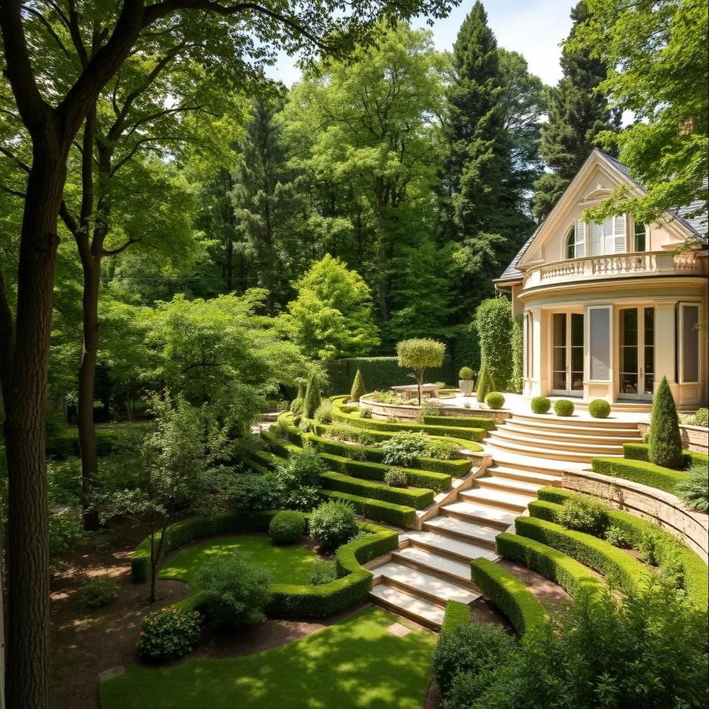 An exquisite luxury house nestled in the picturesque French countryside, showcasing an elegant architectural design that embodies sophistication and charm