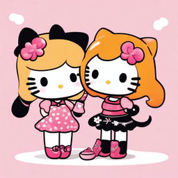 An image of two Hello Kitty characters in high-quality digital art