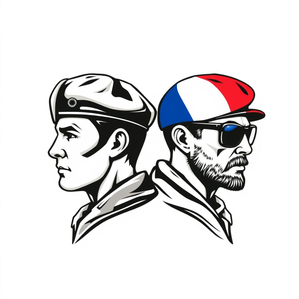 A military-themed t-shirt design featuring a Jordanian soldier's head and a French alpine hunter's head in profile