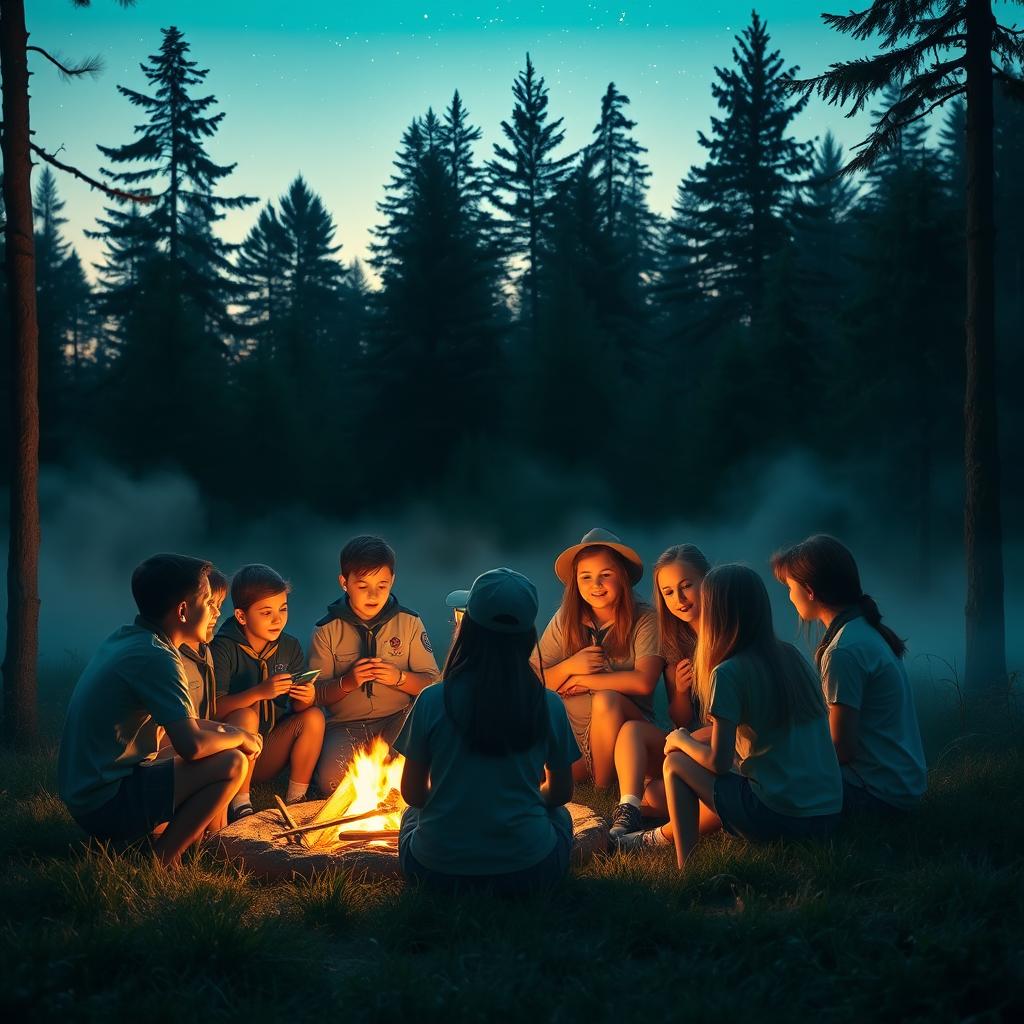A serene and reflective scene capturing the essence of spirituality within the scouting movement