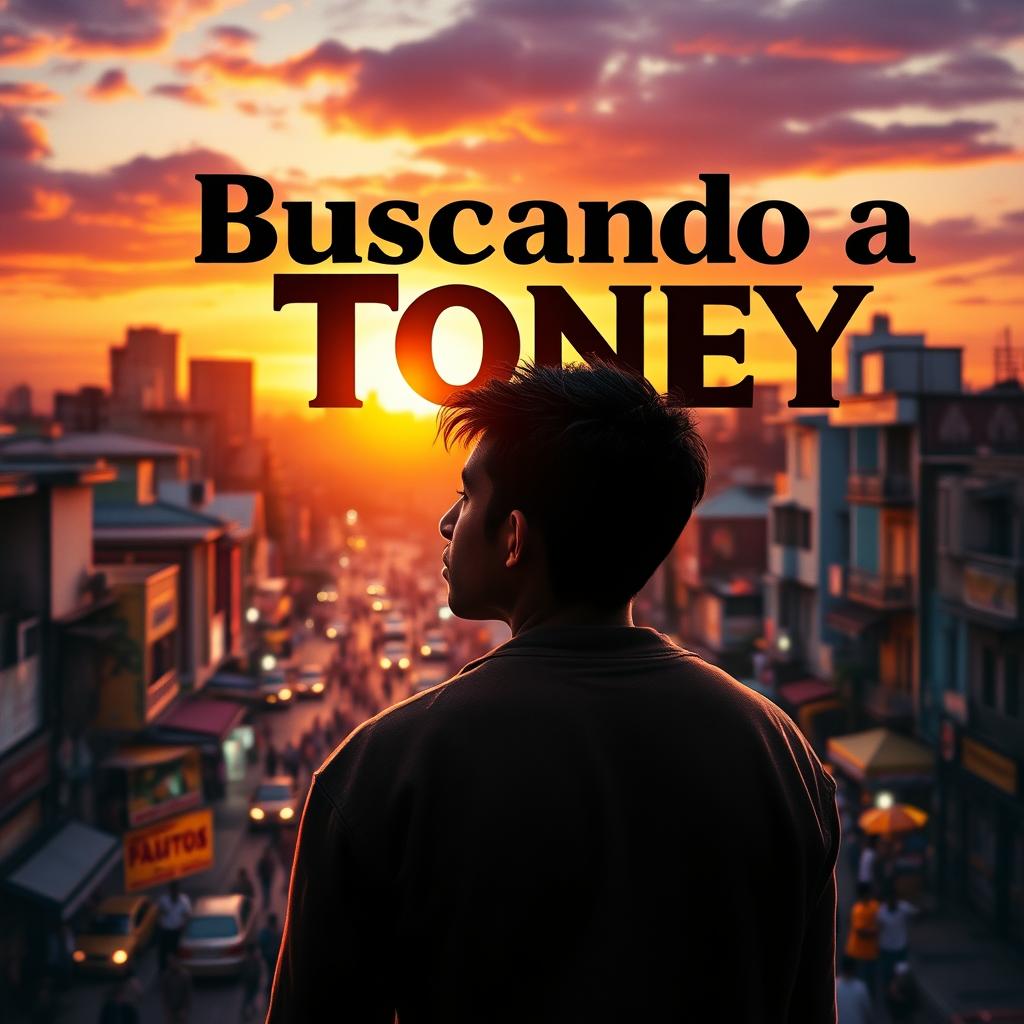 A movie poster featuring the title "Buscando a Toney" prominently displayed in a bold, captivating font