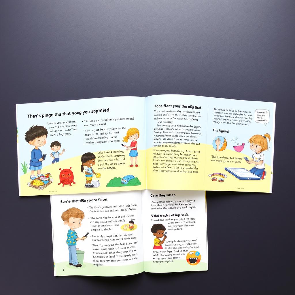 A captivating and educational story about phone and internet application usage and hygiene, formatted to span 4-5 pages