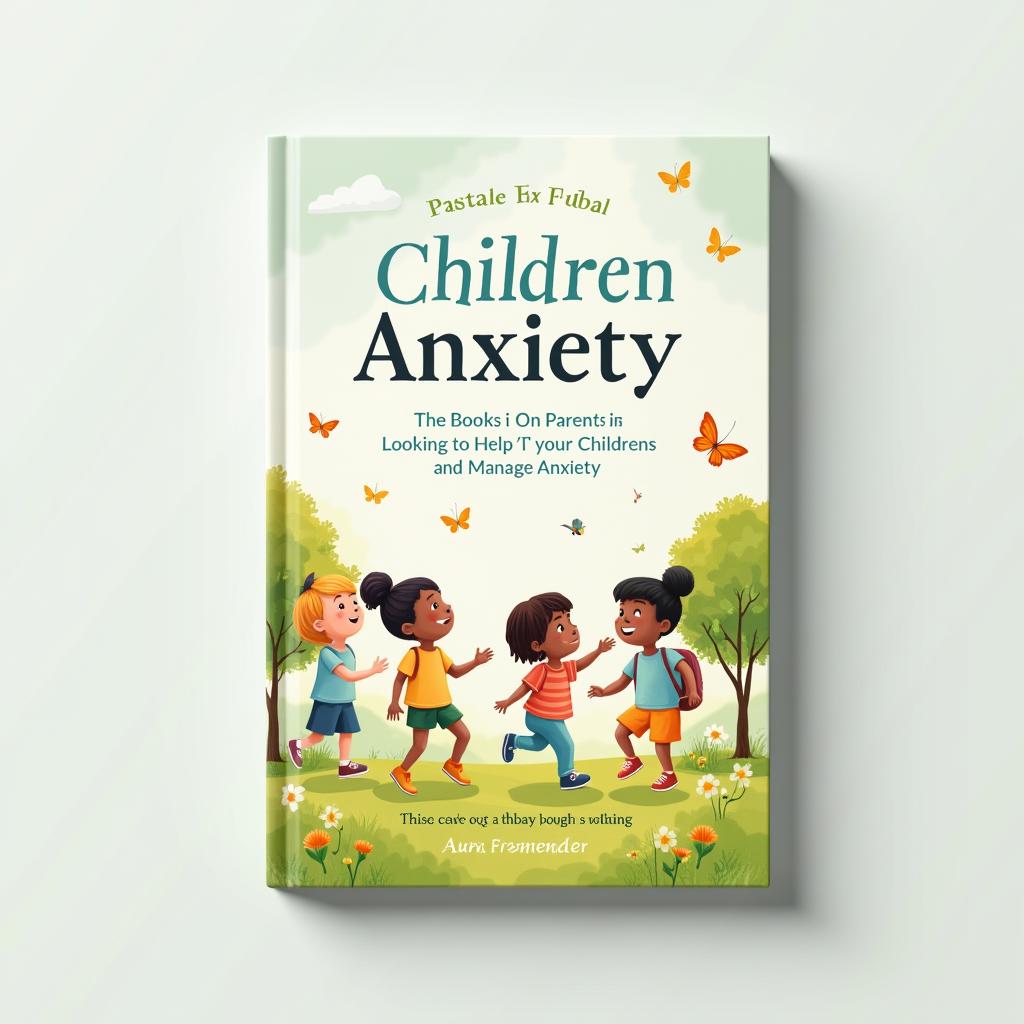 A comforting and colorful book cover design aimed at parents looking to help their children ages 7 to 10 manage anxiety