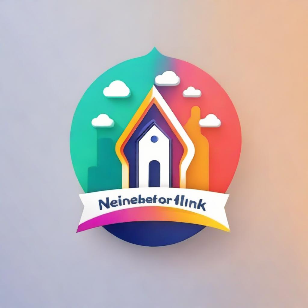 Design a clean and modern logo for an app named 'NeighborLink'. It should indicate community relations and connectivity, using vibrant and inviting colors.