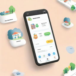 Create an image of a user-friendly and intuitive app interface titled 'NeighborLink'. The design should emphasize features promoting connectivity and community engagement.