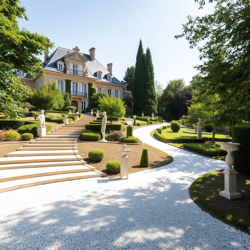 A classic yet luxurious house set in France, featuring ornate architectural details