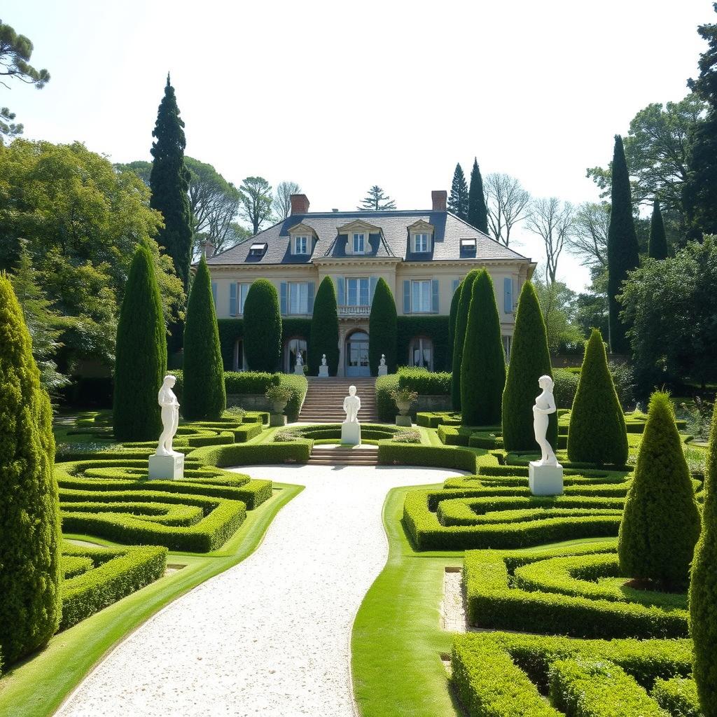 A classic yet luxurious house located in France, featuring exquisite architectural details and a grandeur that embodies French elegance