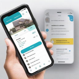 Modify the 'NeighborLink' app design to showcase the interface and its features in English, ensuring clarity and legibility.