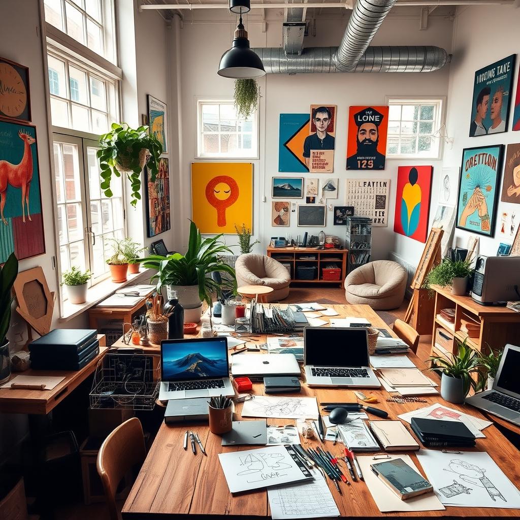 Inspiring Creative Workspace: A Blend of Modern and Vintage Design