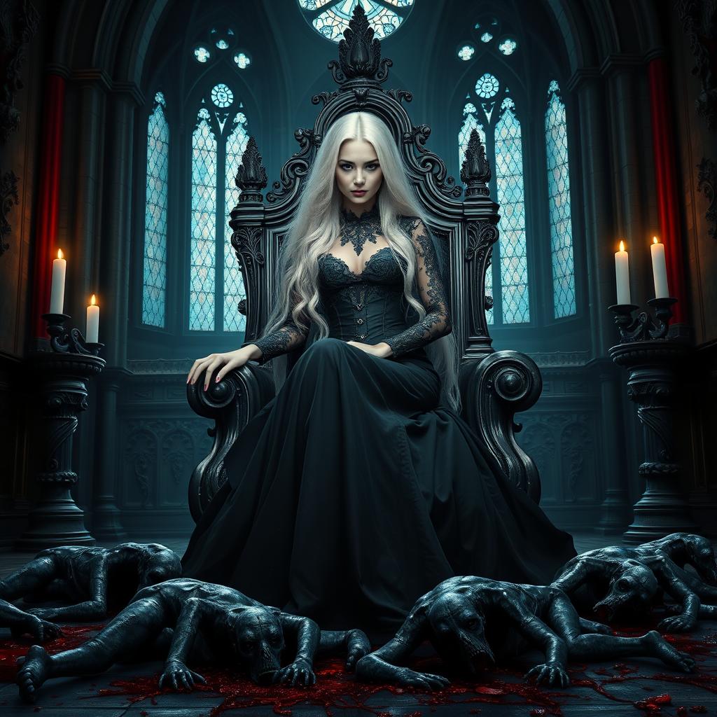 Haunting Elegance: A Dark Gothic Queen in a Macabre Setting