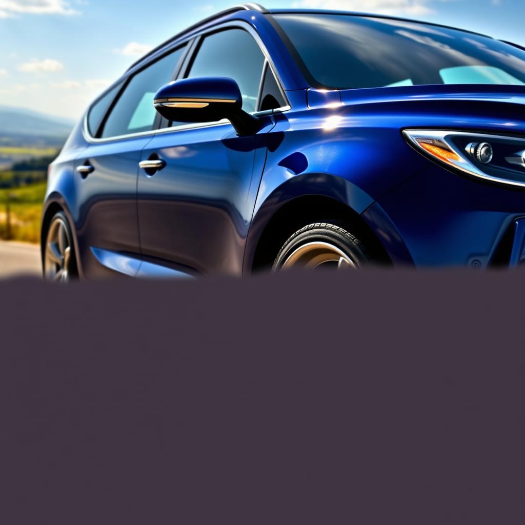 A stunning and idyllic scene featuring a sleek vehicle customized with 15-inch wheels, slightly lowered for an enhanced sporty look