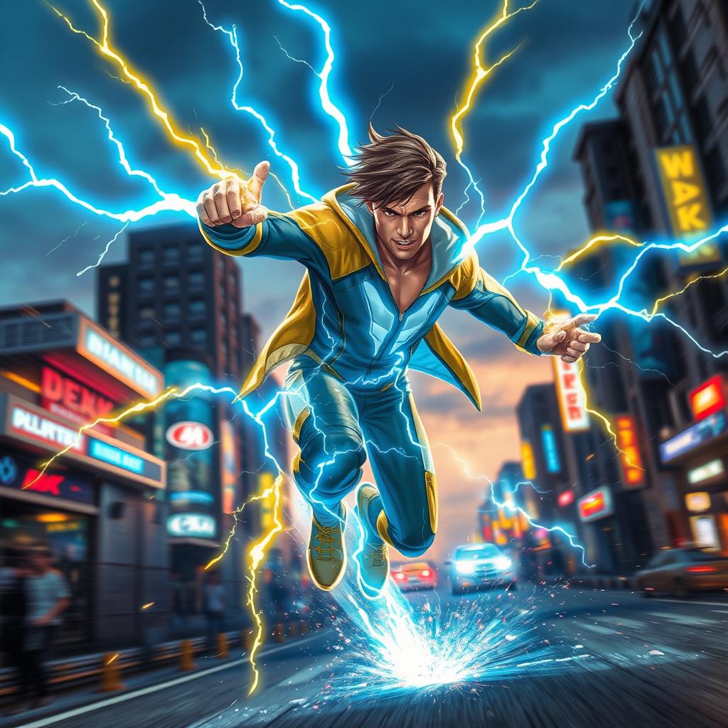 An electrifying scene capturing the concept of 'Zap', featuring a dynamic character channeling energy