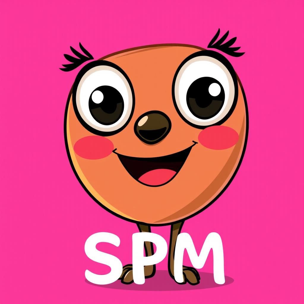 A whimsical cartoon-style illustration of a kiwi fruit character with large, expressive, playful eyes and a charming, unique mouth