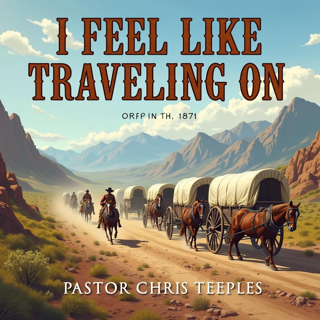 A book cover featuring a historical scene of a wagon train traveling through the rugged landscapes of Oregon in 1871