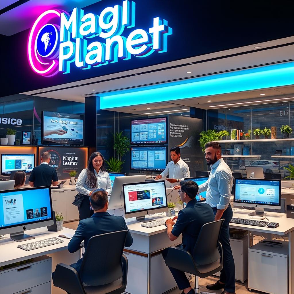 A modern and innovative digital services store named 'Magic Planet' focused on providing a range of digital solutions