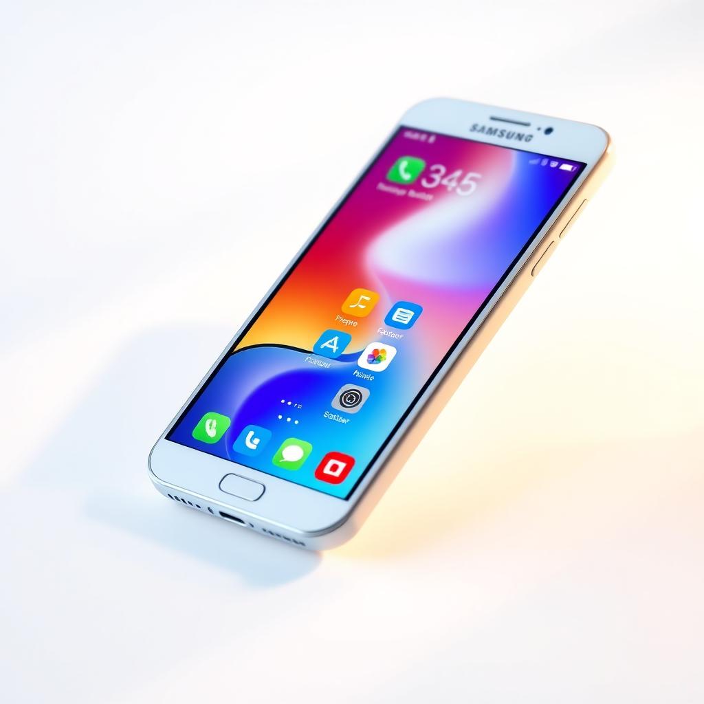 An iPhone transformed into a Samsung smartphone, featuring a sleek design in a pristine white color