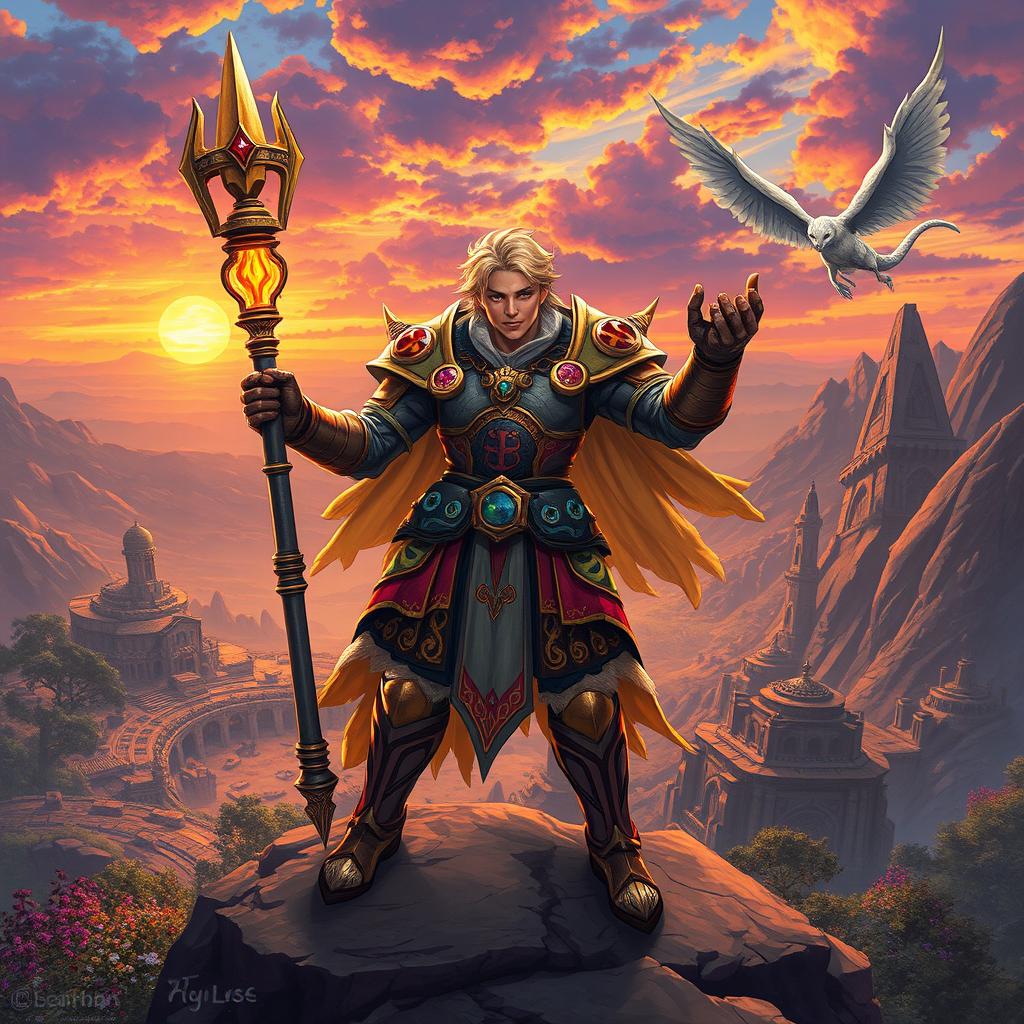 A zealous character depicted in a fantasy setting, radiating passion and determination