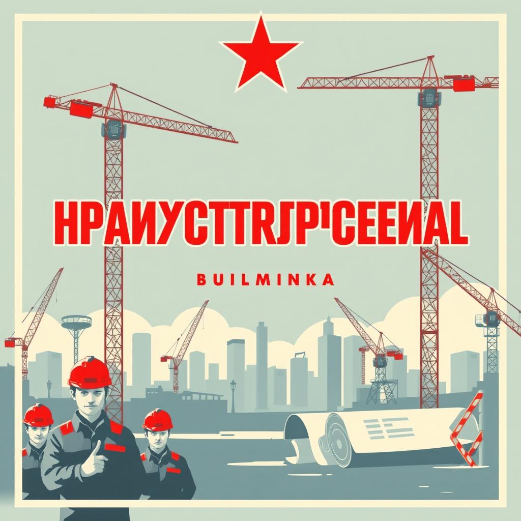A Soviet-style poster for a construction company named 'ТрансСтройАрсенал'