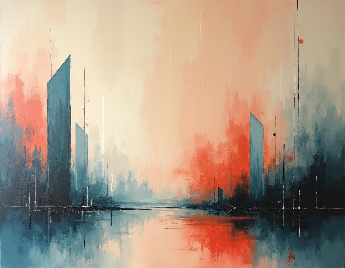 A striking vintage-style painting characterized by extra large brush strokes that dominate the canvas, creating a dynamic and expressive atmosphere