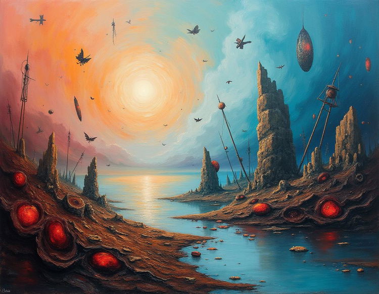 A captivating surrealistic artwork featuring extra large brush strokes that create a dreamlike and imaginative atmosphere