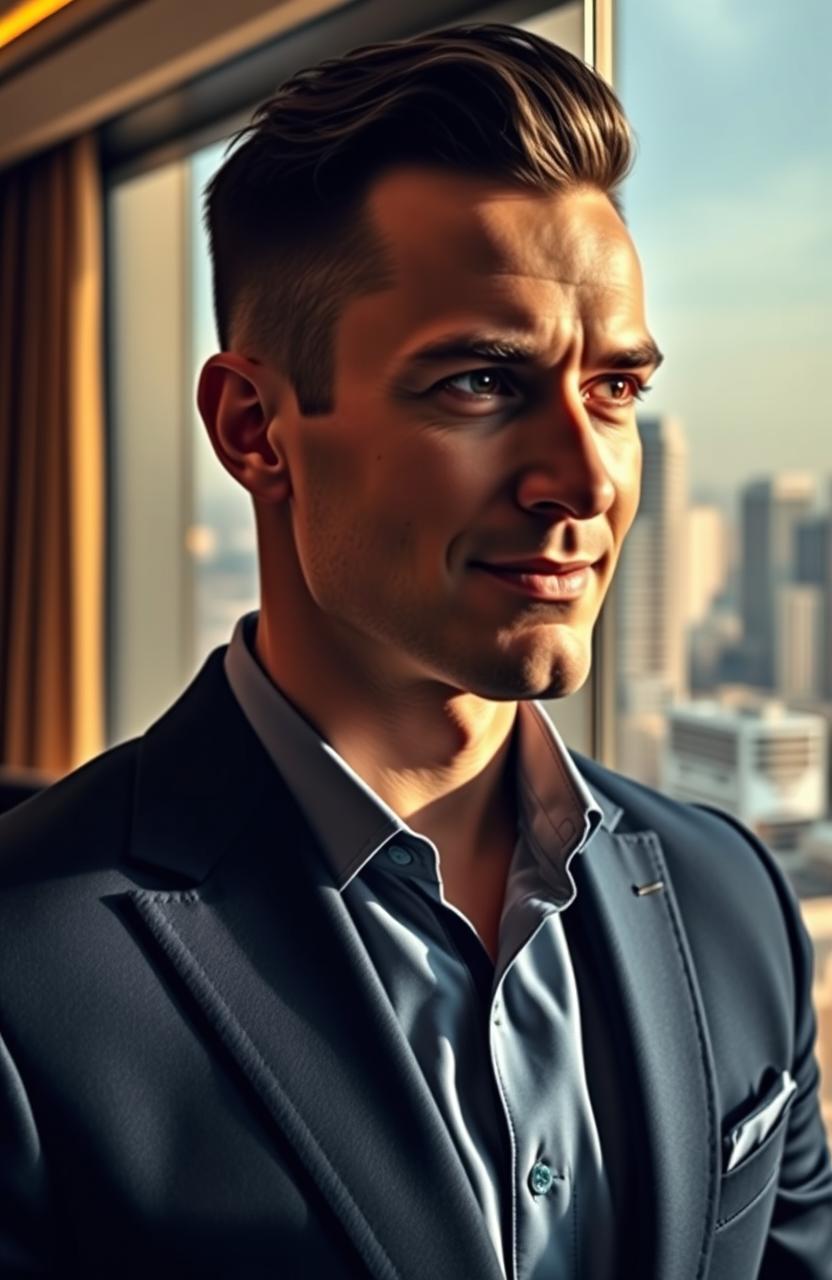 A dramatic portrait of a man named Boris Ekimov, with sharp facial features, short dark hair, and deep-set expressive eyes