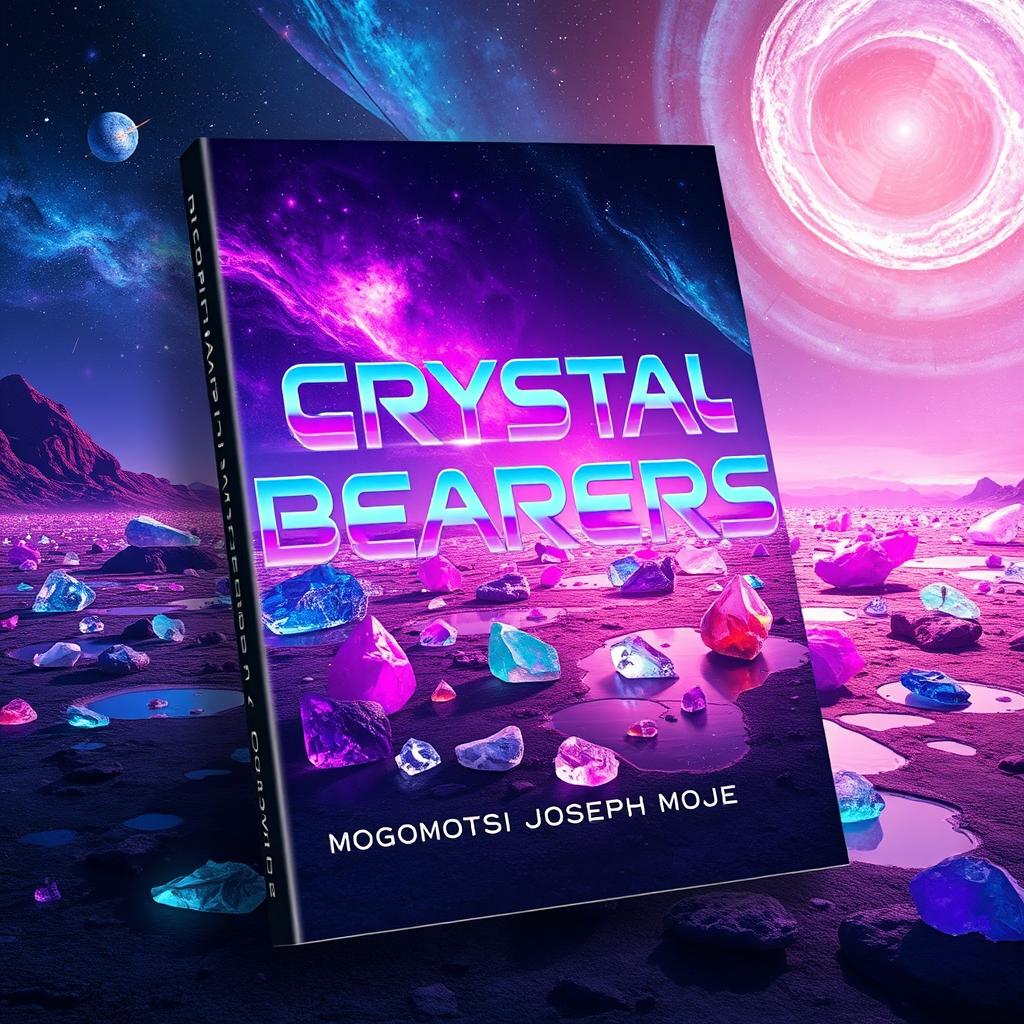 An eye-catching and immersive book cover design for "Crystal Bearers" by Mogomotsi Joseph Moje