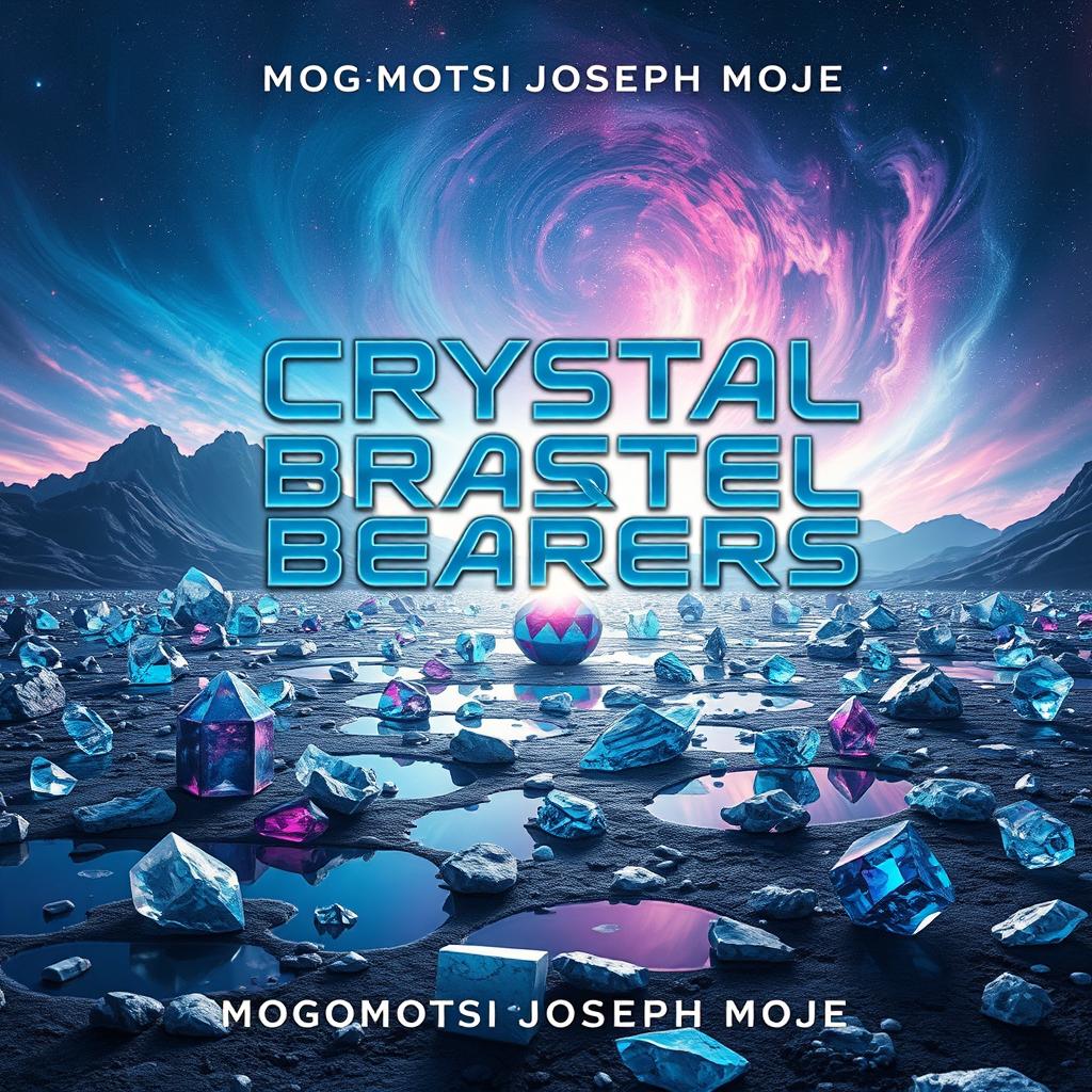 A striking and imaginative book cover design for "Crystal Bearers" by Mogomotsi Joseph Moje