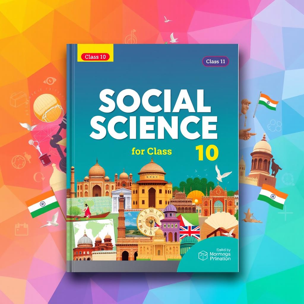 A visually appealing and informative cover design for a Class 10 social science textbook