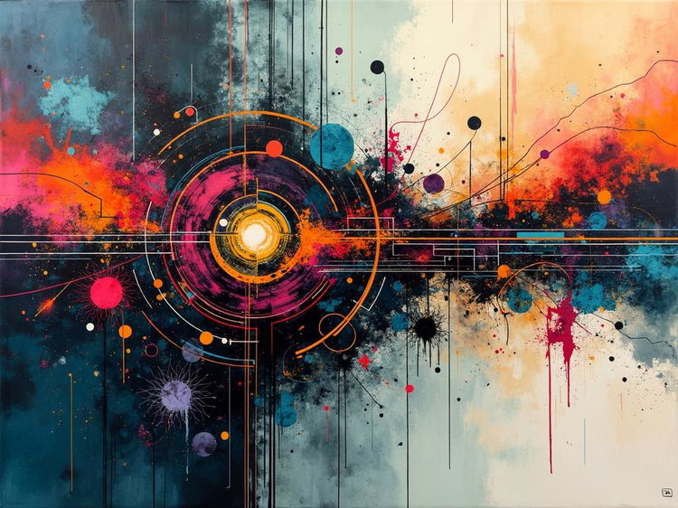 An abstract artwork that encapsulates the message ‘signal over noise’