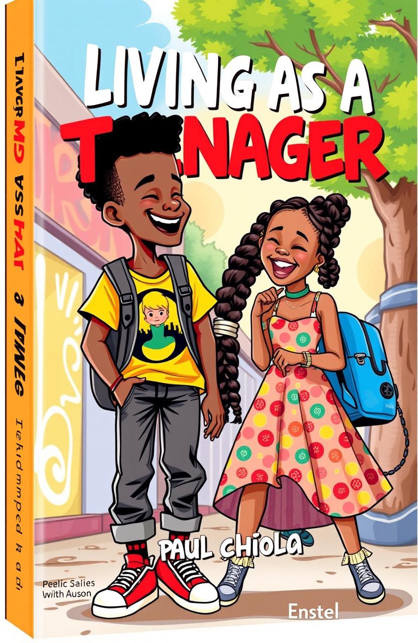 A dynamic book cover for the title 'LIVING AS A TEENAGER' by Paul Chilola