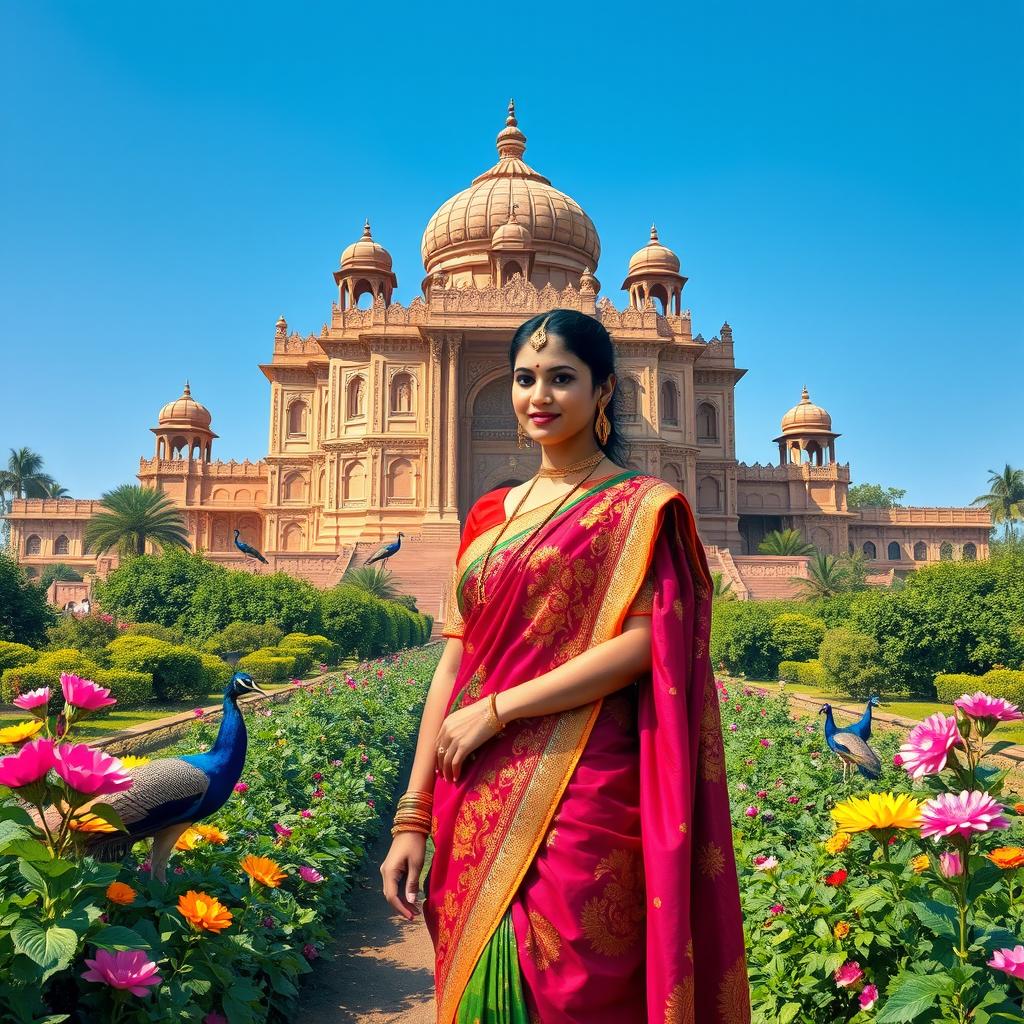 An artistic representation of traditional Indian culture featuring vibrant colors and intricate patterns