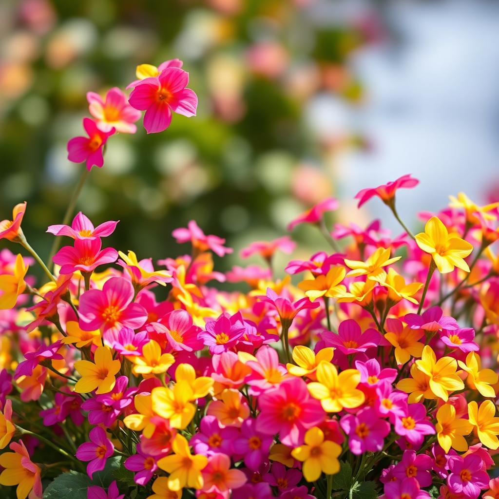 A beautiful frame filled with vibrant puppy flowers, featuring colorful petals in shades of pink, yellow, and purple