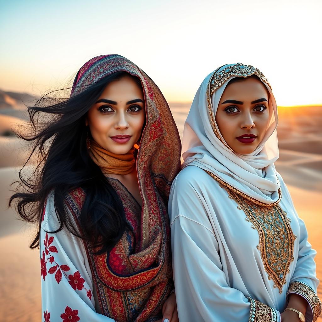 A stunning portrait of Arab women showcasing their beauty and elegance