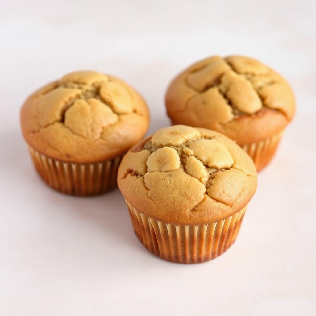 A simple and appealing display of three banana muffins without any decoration on top