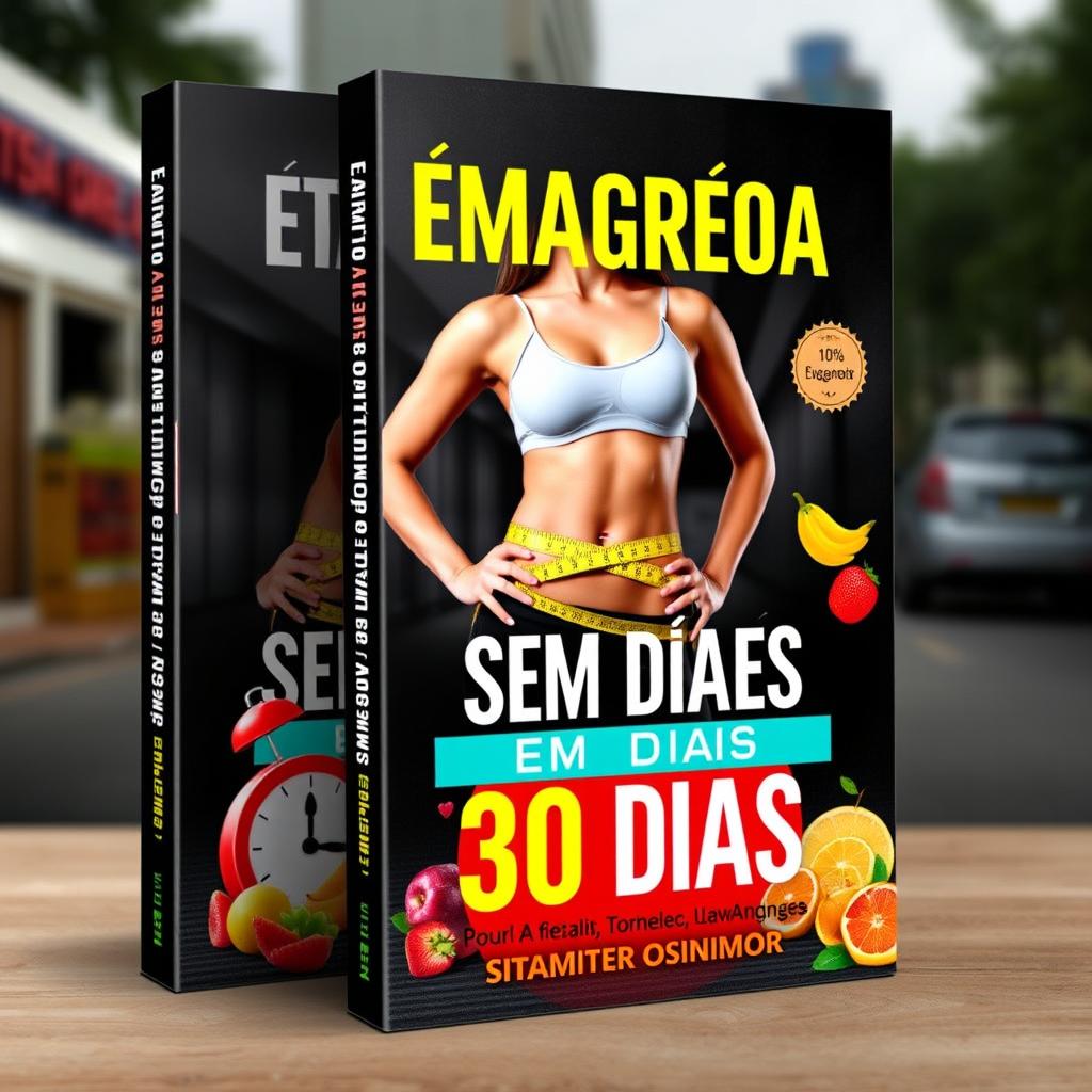 A highly attractive eBook cover for fitness titled 'Emagreça e Seque em 30 Dias'