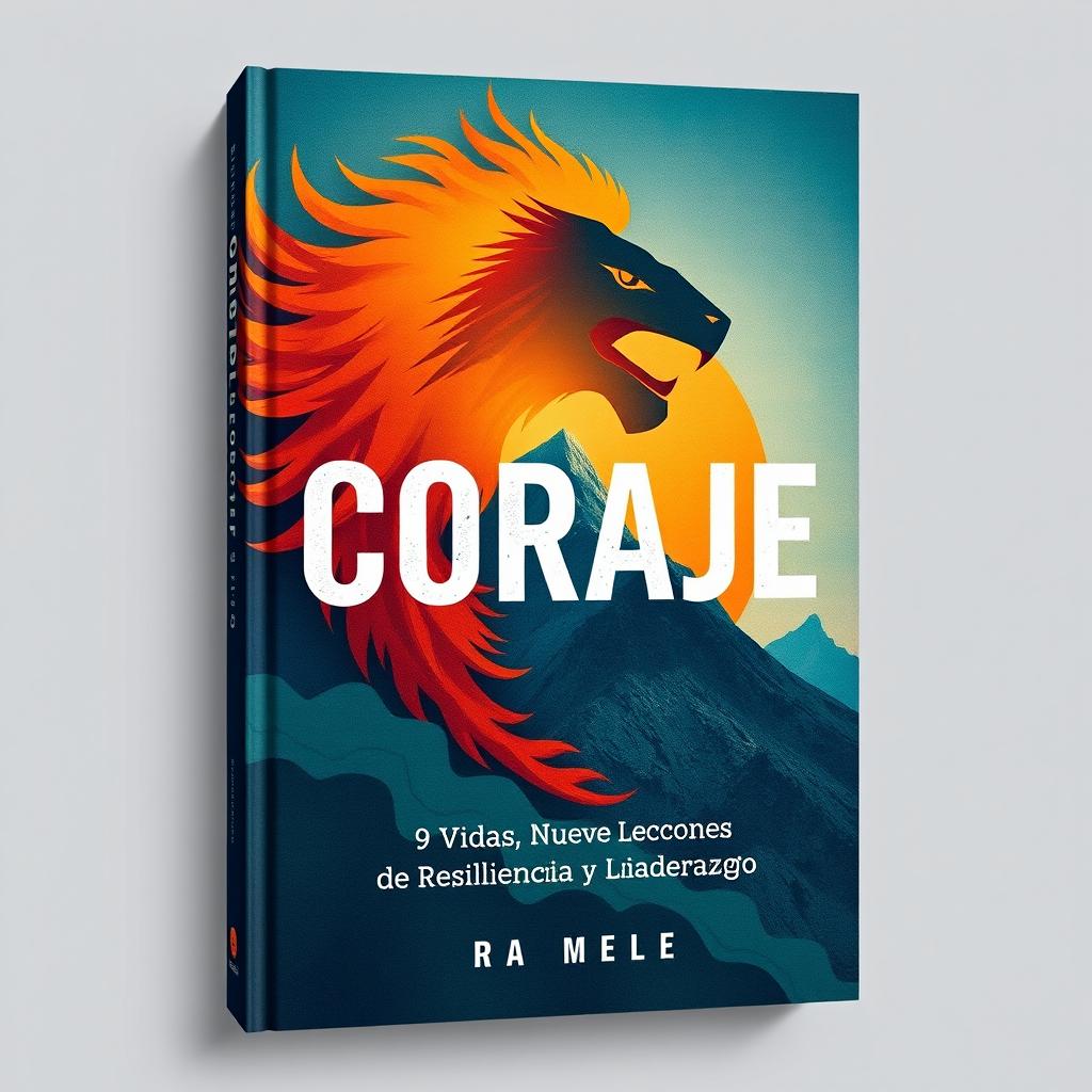 A captivating book cover design with the title 'Coraje: 9 Vidas, Nueve Lecciones de Resiliencia y Liderazgo