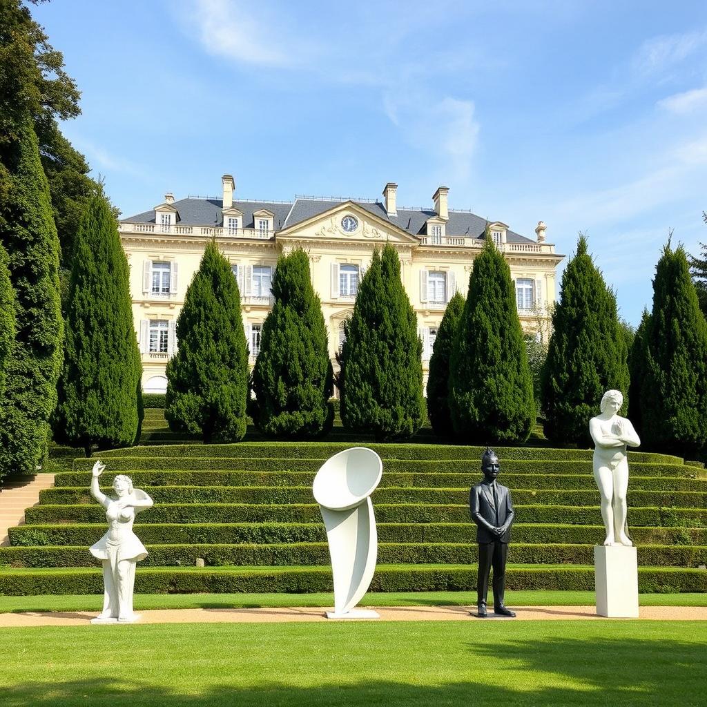 A classic and luxurious house in France, showcasing beautiful architecture with elegant lines and ornate details