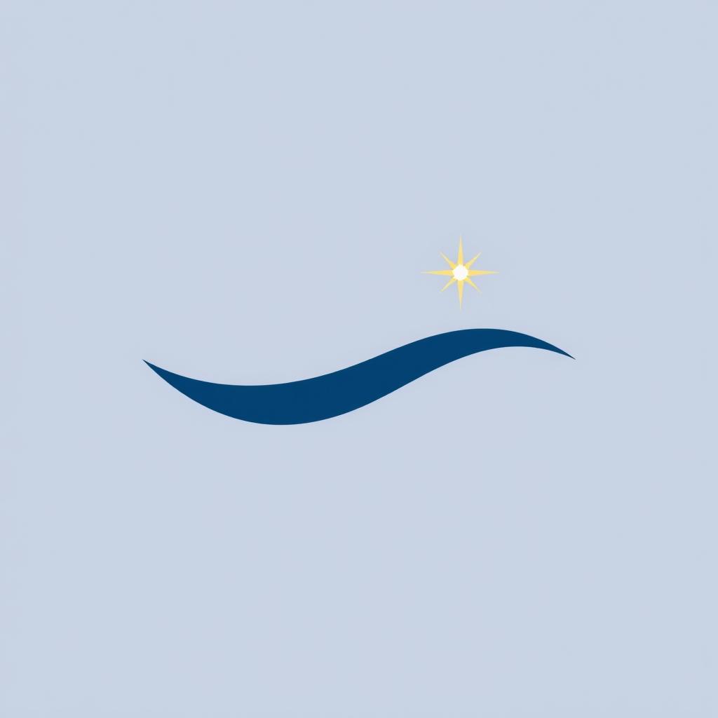 A simple and elegant wave shape, resembling a smooth curve or a single-line wave, gracefully flowing from left to right