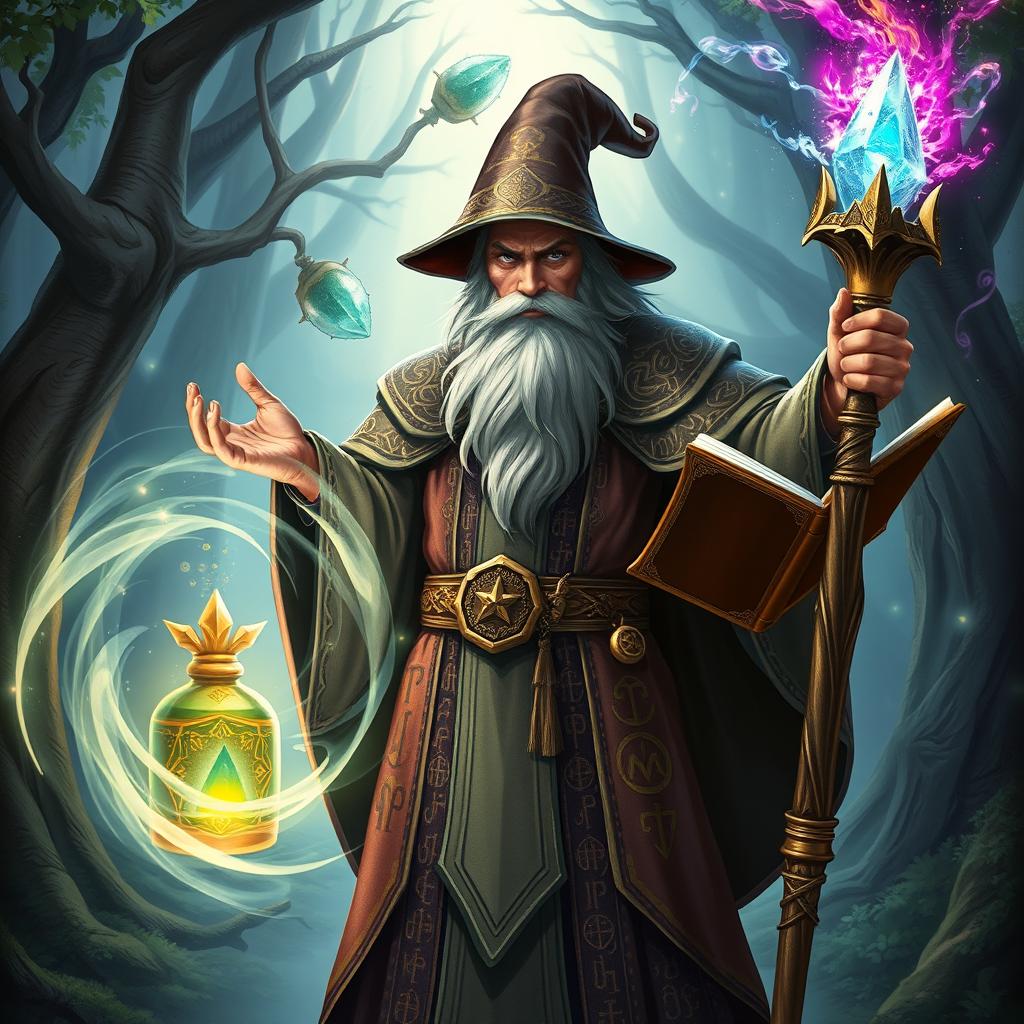 Epic DnD Wizard in Enchanted Forest - AI-Generated Art