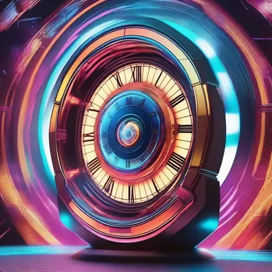 In the futuristic science fiction world, the antinode of the time travel machine emitted a vibrant glow.
