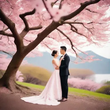 As the couple stood under the blooming cherry blossom tree, they declared their love at the antinode of beauty.