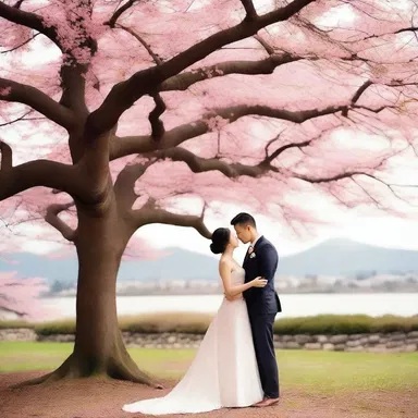 As the couple stood under the blooming cherry blossom tree, they declared their love at the antinode of beauty.