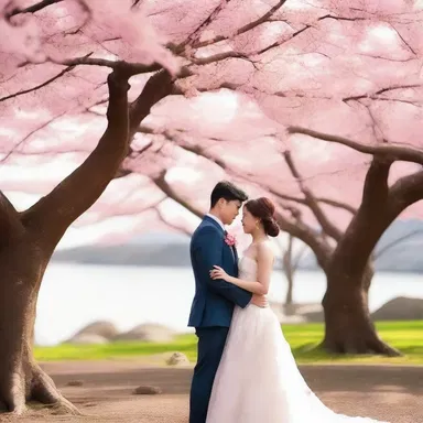 As the couple stood under the blooming cherry blossom tree, they declared their love at the antinode of beauty.