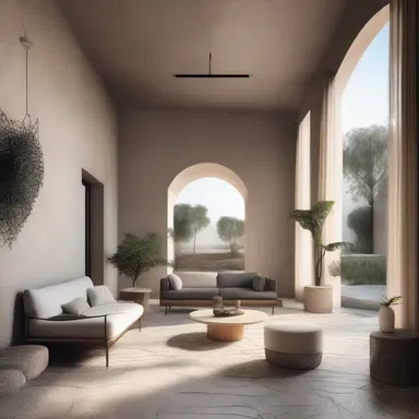 The antinomian architecture and interior design style prioritizes unconventional materials and layouts, challenging traditional norms of functionality and aesthetics.